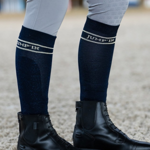 Meias de equitação lurex azul marinho